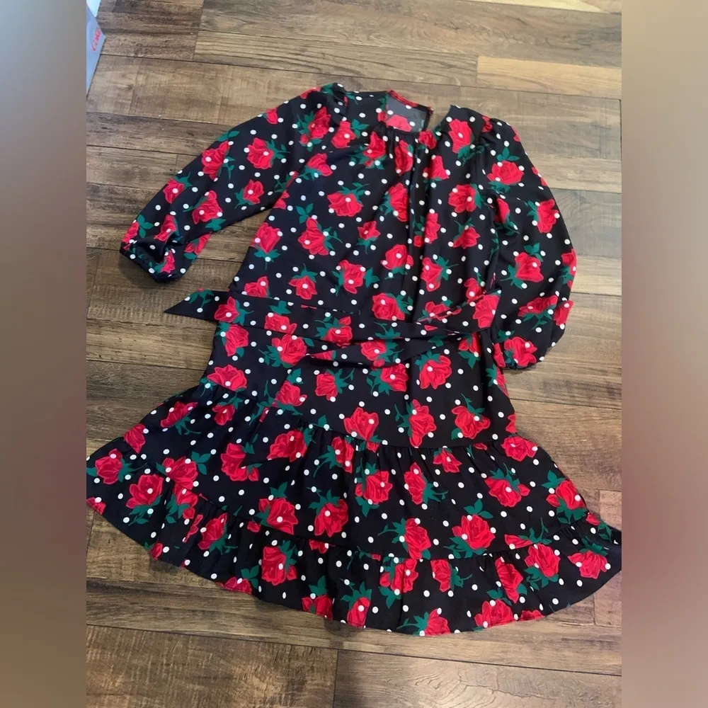 Kate spade rose polka dot dress S $200  coquette classic floral designer spring - Image 3