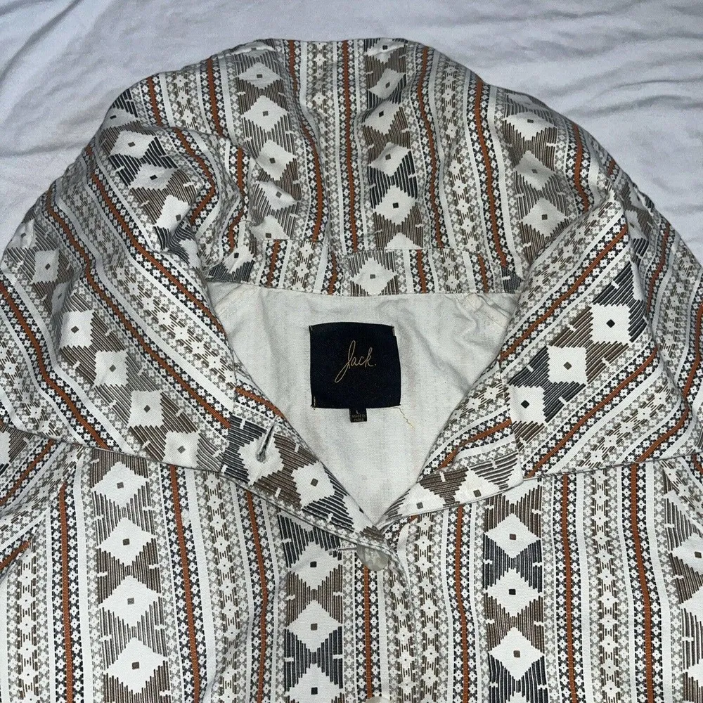 Jack Womens Large Jacket Coat Top Cotton Zip Shawl Collar Tribal Pockets L Large - Image 5