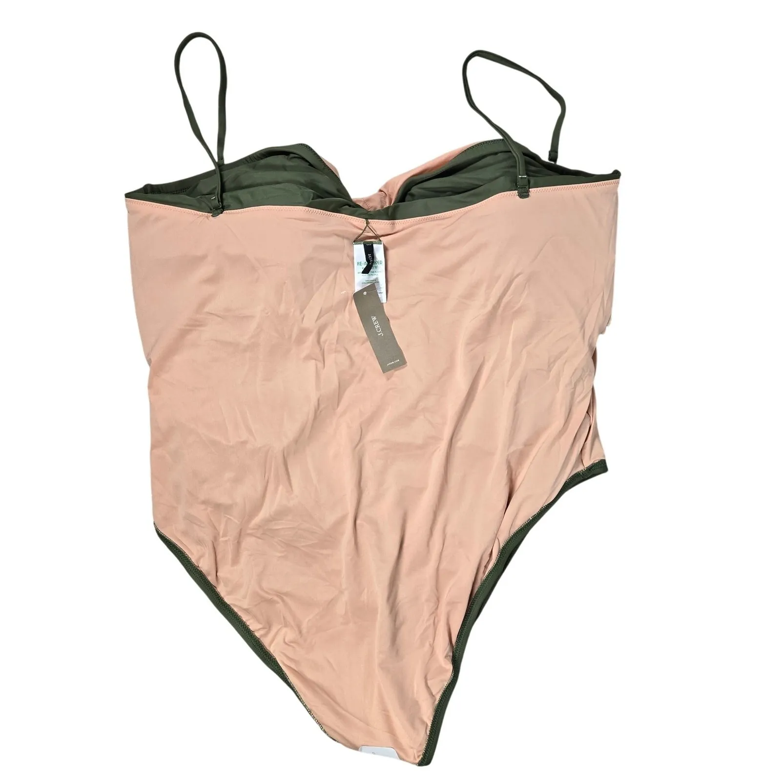 J. Crew Ruched sweetheart one-piece in Safari Green‎ Plus 24 NWT - Image 4