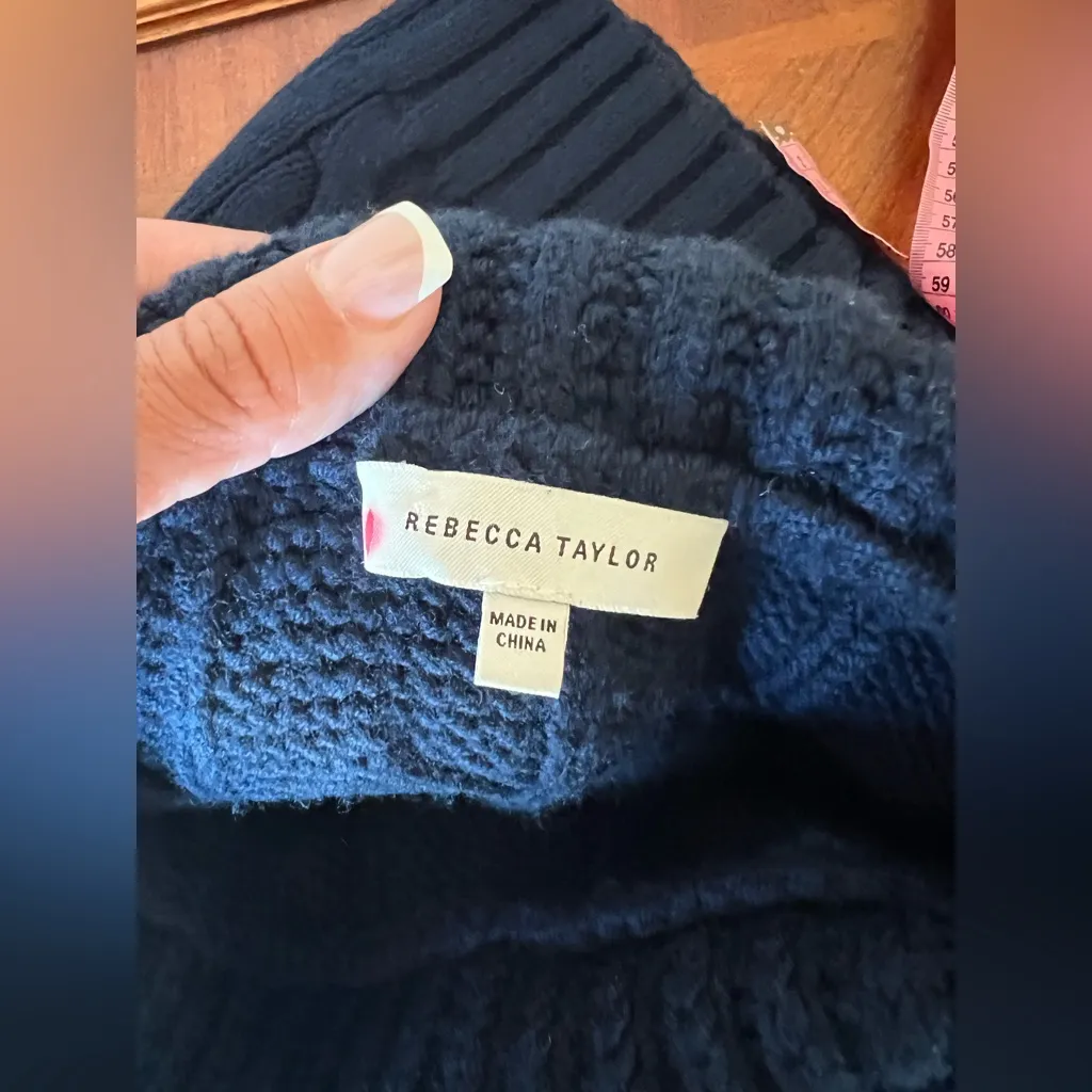 Rebecca Taylor Marino Chainette Pullover Chunky Cable Knit Sweater Size XS - Image 9