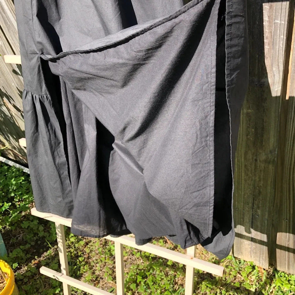 the Label Poplin Puff Sleeve Tiered Midi Dress Black - Size Small - Image 11