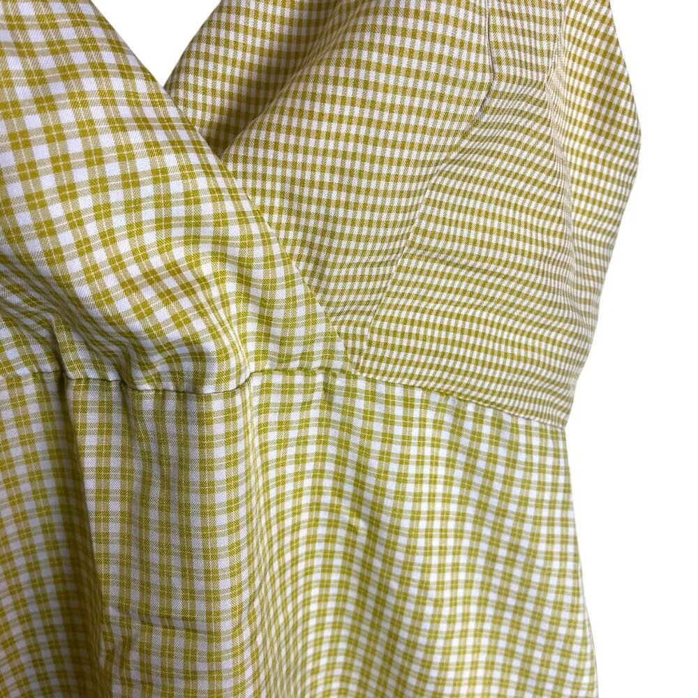 Wild Honey Women's L Ruffled Gingham Plaid Mini Dress‎ Yellow Preppy Coquette - Image 2