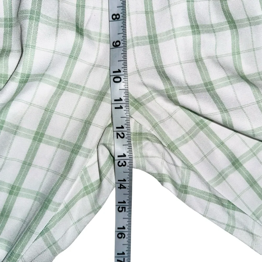 NWT Princess Polly Alcina Plaid Green and White Cropped High Rise Pants US 6 - Image 6