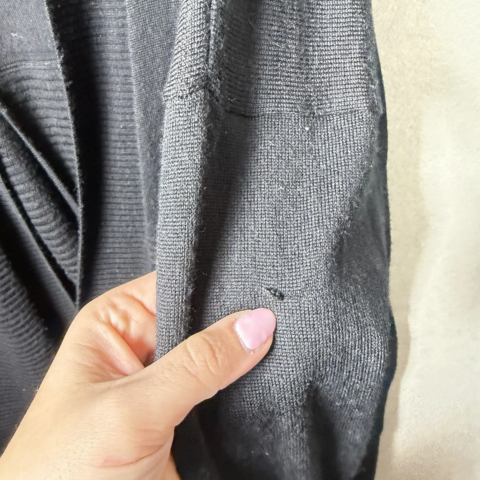 Lululemon Sit In Lotus Wrap II Sweater Cardigan Womens Size 12 Black Merino Wool - Image 15