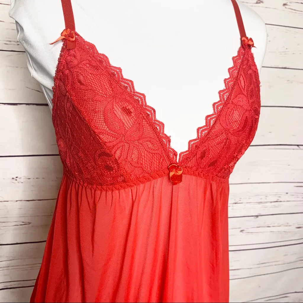 Tart Noir Red Sheer Babydoll Lingerie Size Small Valentine’s Day Romantic Sexy - Image 3