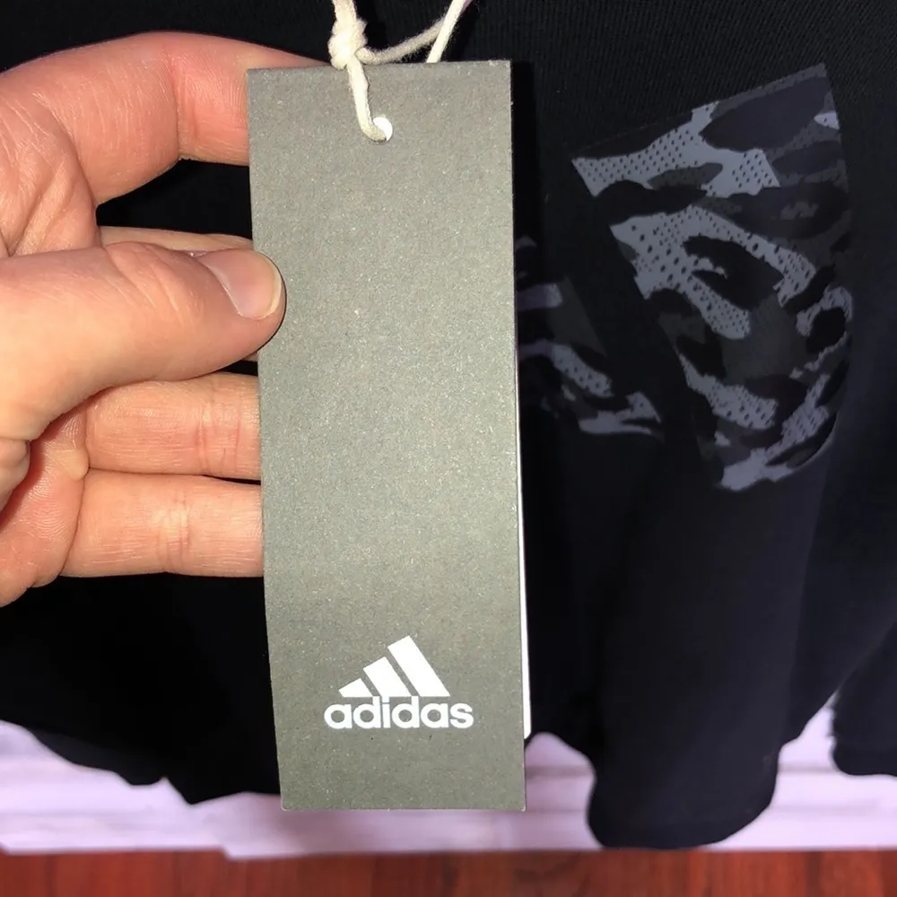 NWT Adidas future icons oversized pullover hoodie black and gray sweatshirt XS​​ - Image 6