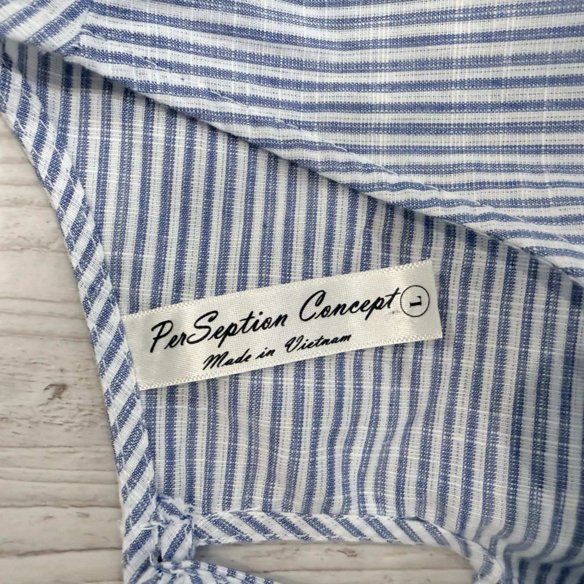 PerSeption Concept Blue Striped Dress Size L - Image 2