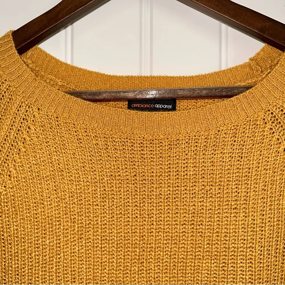 Ambience apparel mustard yellow sweater with side lace up detail women’s M Size M - Image 5