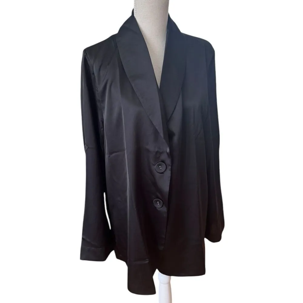 Show me your Mumu Black luxe satin Felix blazer NWT XXL - Image 2