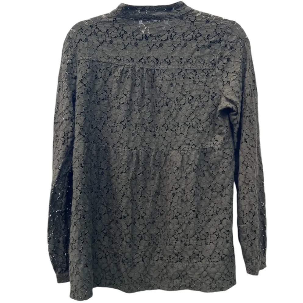 Michael Michael Kors Women's Small Brown Lace‎ Long Sleeve Half Button Blouse - Image 6