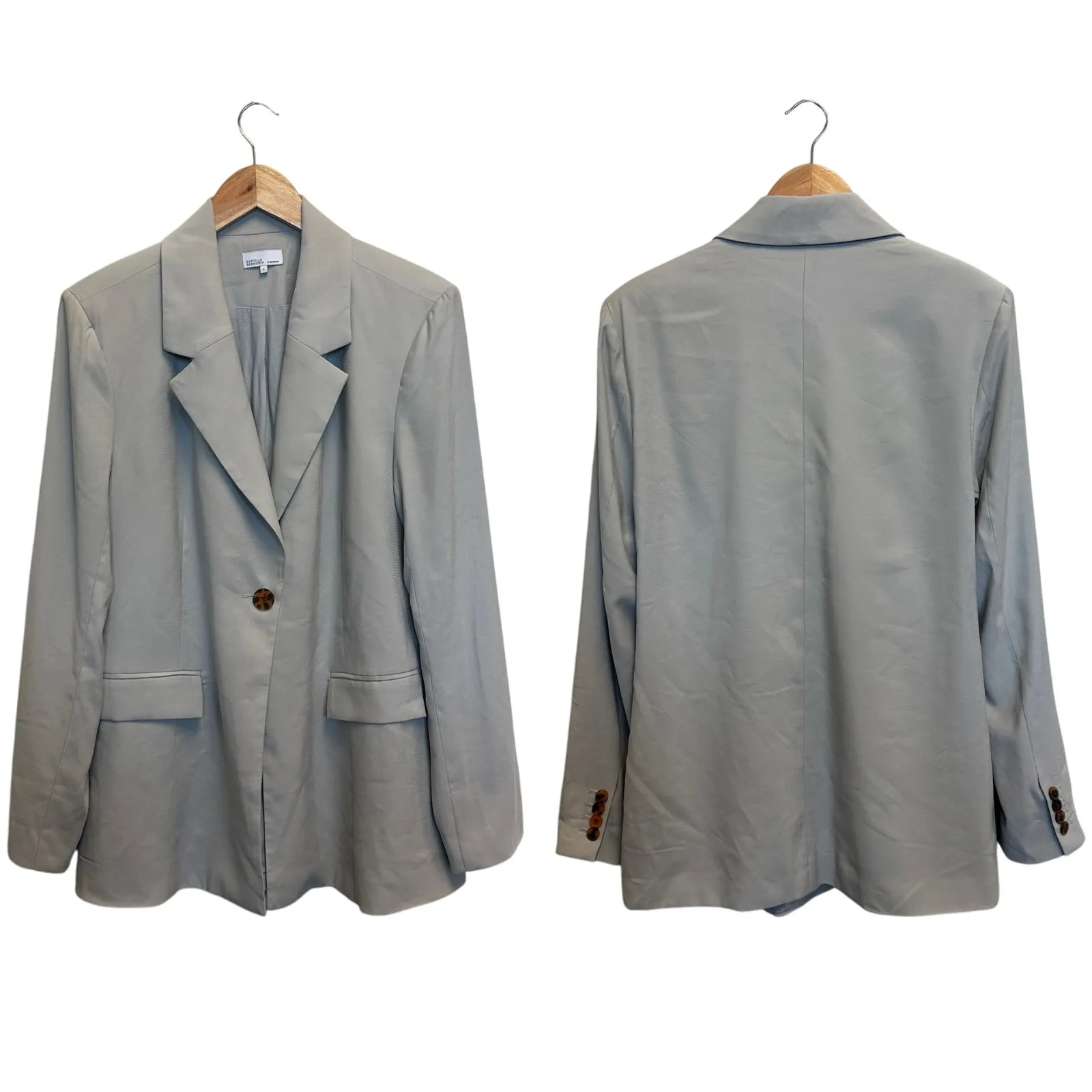 Danielle Bernstein WeWoreWhat Light Gray Oversized Blazer Career Office Small - Image 2