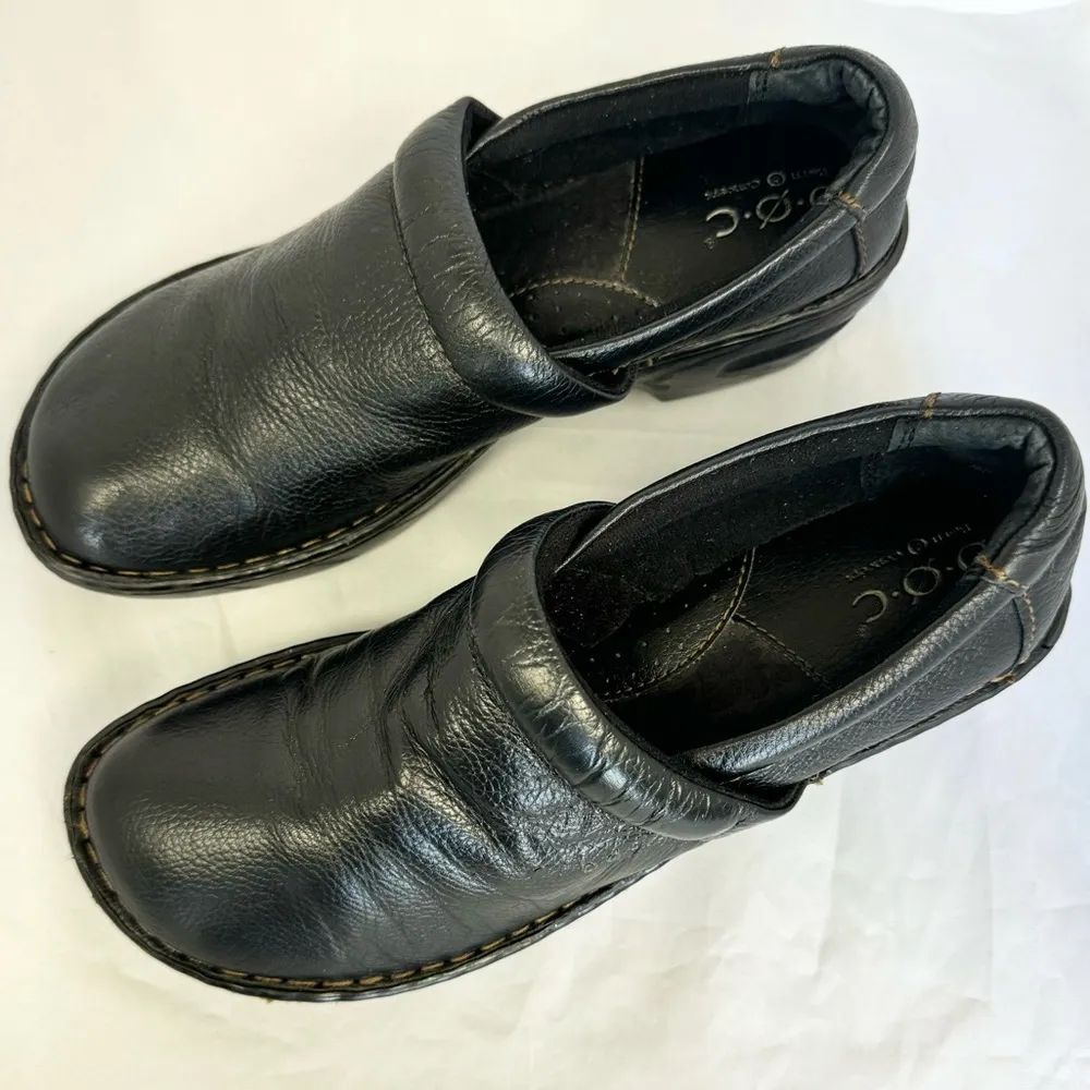 Born BOC Black Leather Slides Mules Womens Nurse Casual Shoes BC3632 Sz 8.5 - Image 4