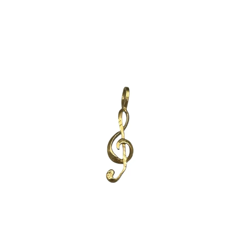 Vintage Gold Tone Treble Clef Music Note Charm | Musician Jewelry - Image 2