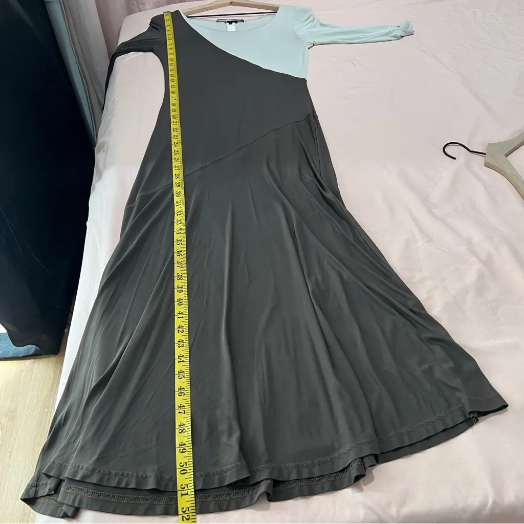 Les Copains Color Block‎ Slinky Stretch Liquid Jersey Knit 3/4 Sleeve Maxi Dress Brown Size M - Image 15