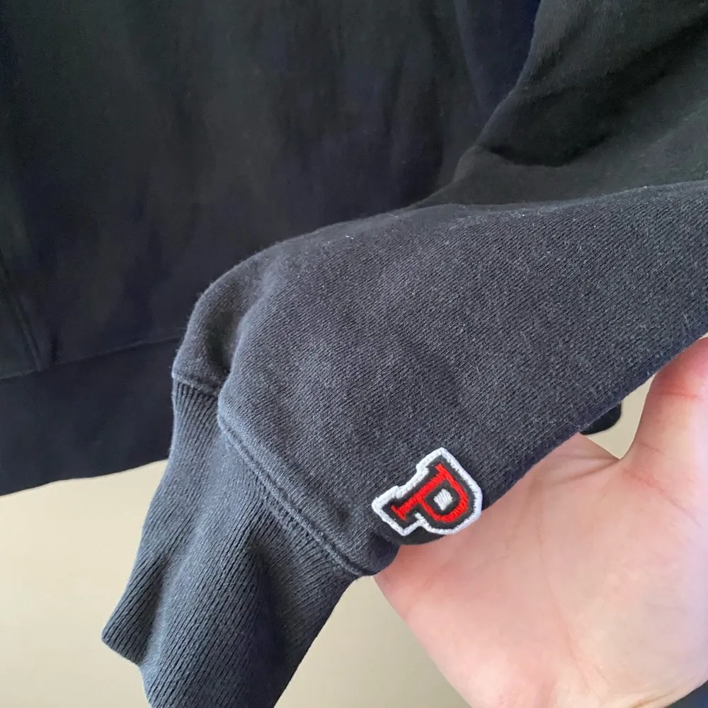 Women’s PINK Victoria’s Secret Black Thick Embroidered Crewneck Sweatshirt Sz S - Image 3