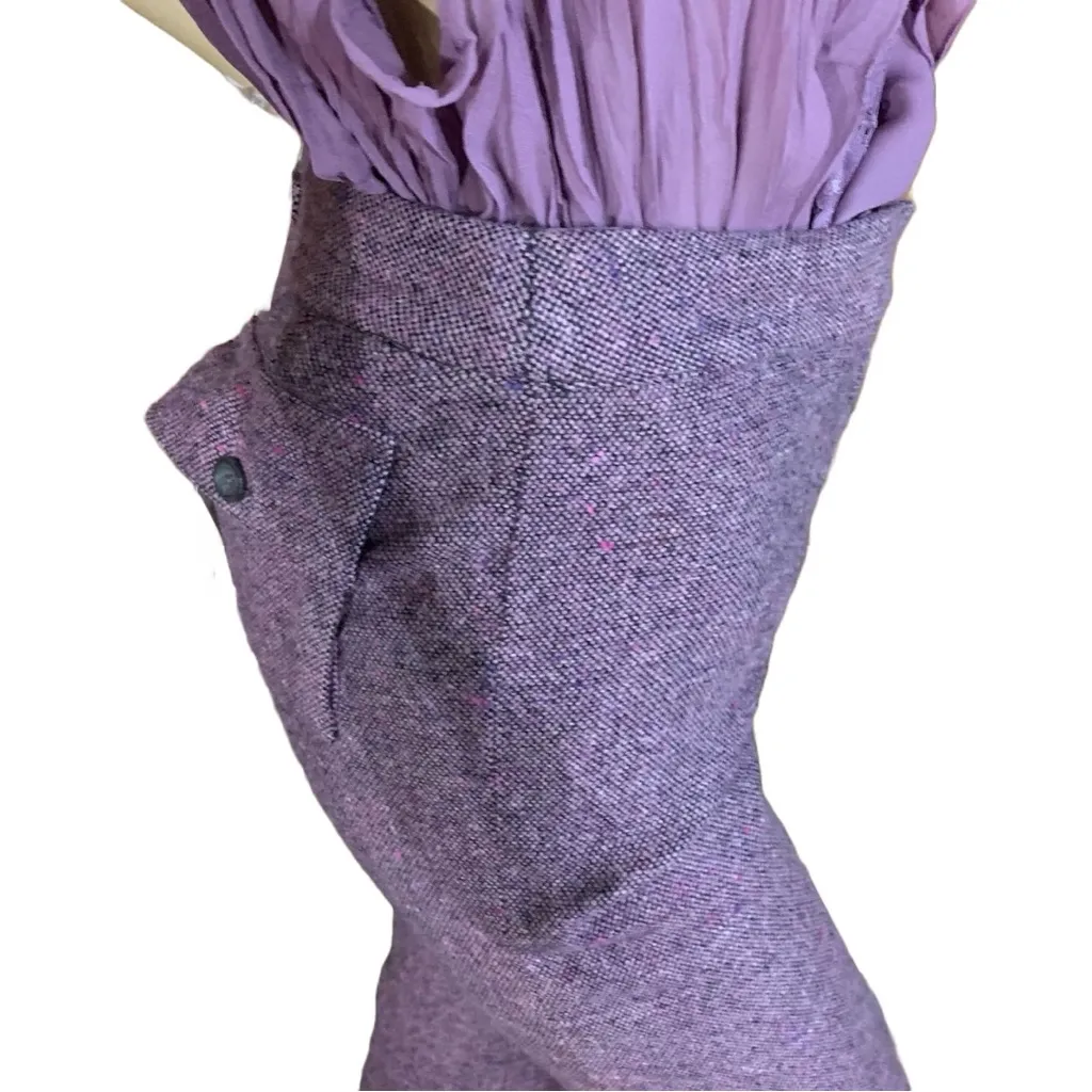 BODY BY VICTORIA "THE CHRISTIE FIT" PURPLE WOOL BLEND TWEED FLARE LEG PANTS (4) - Image 4