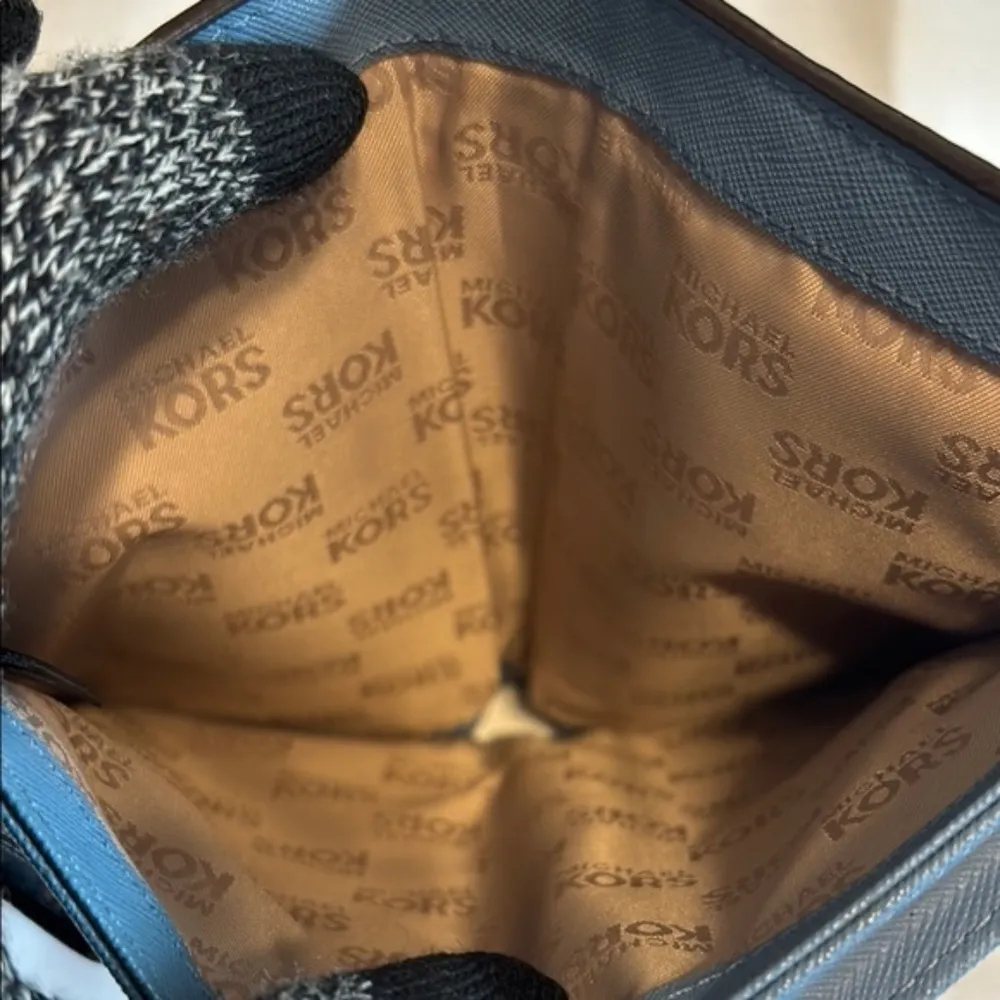 Michael Kors Wristlet Jet Set Travel Pebble Leather Continental Dark Chambray OS Blue - Image 15