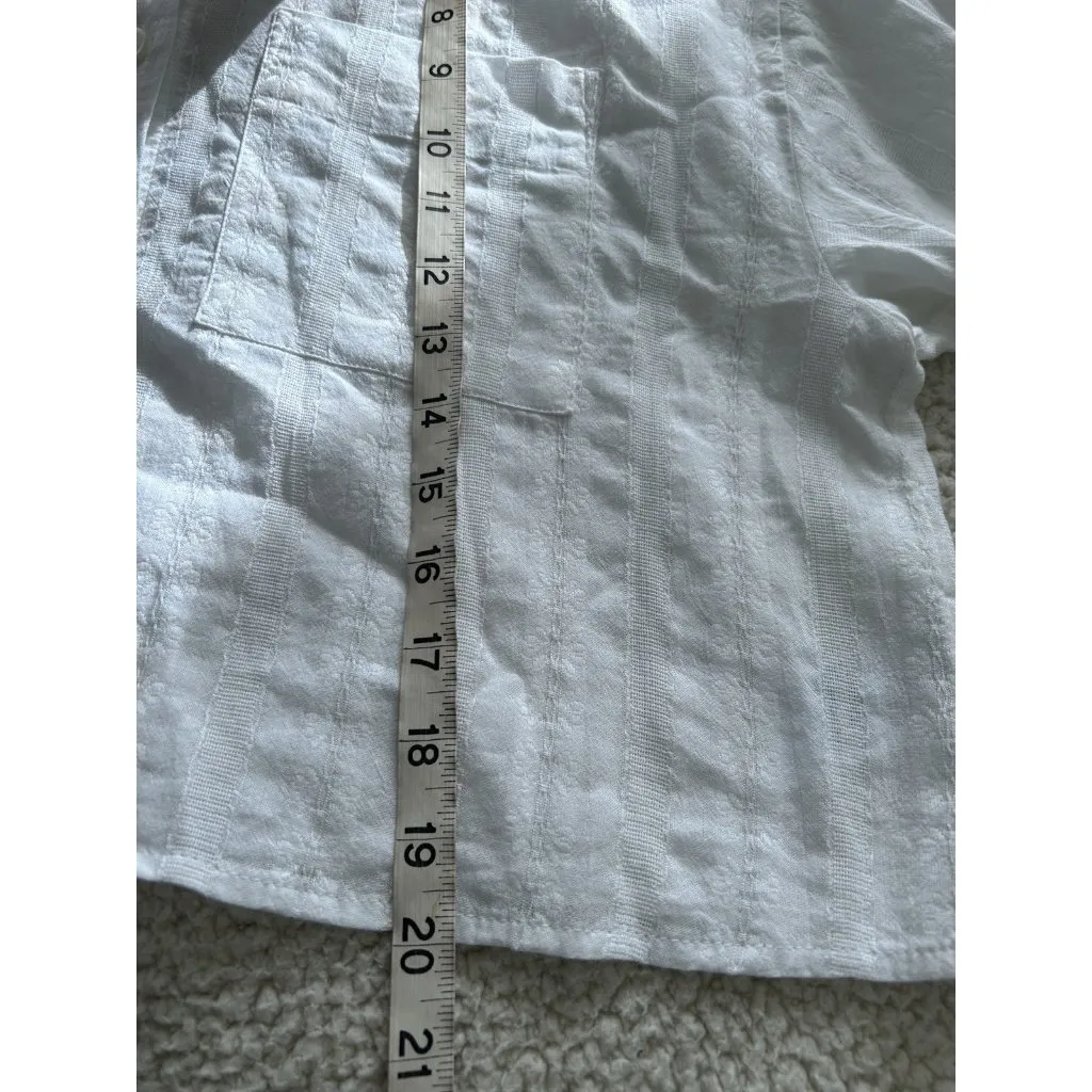 Madewell Straight Hem Shirt in Cotton Dobby White Button Front Relaxed Size XXS - Image 16