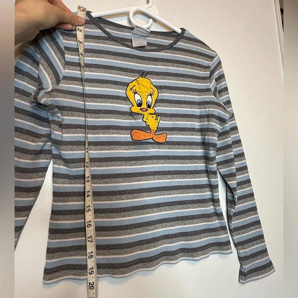 Vintage Looney Toons Embroidered Long Sleeve Shirt Tweety Bird graphic, 2000’s Blue Size M - Image 6