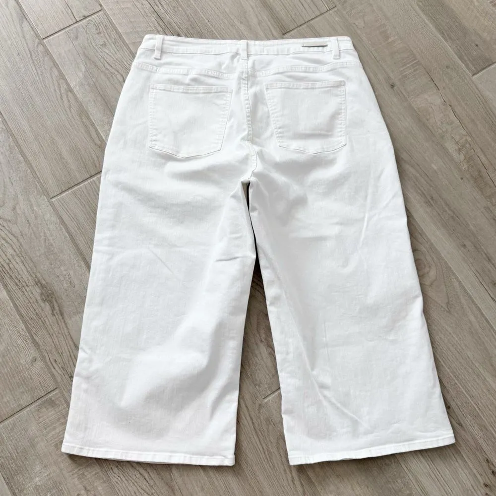 Soft Surroundings Cropped Wide Leg Jeans Stretch Patch Pockets White Size 18W - Image 8