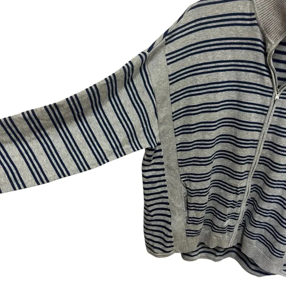 Tami Striped Zip-Up Cardigan Sweater with Pockets Size XL - Image 3