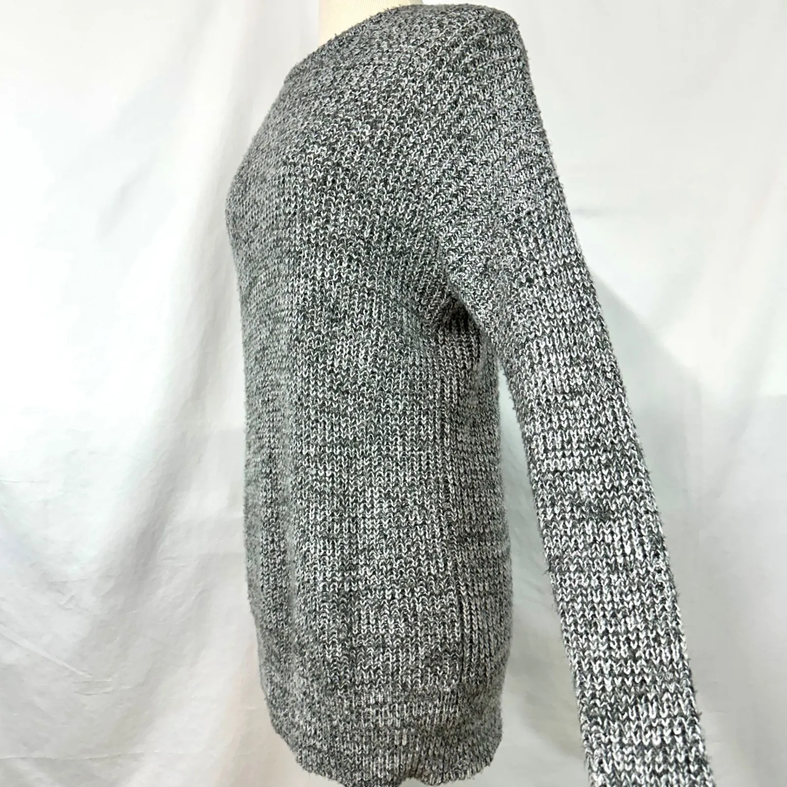 ABERCROMBIE & FITCH Gray Wool Blend Crewneck Chunky Knit Tunic Sweater Women M/L - Image 3