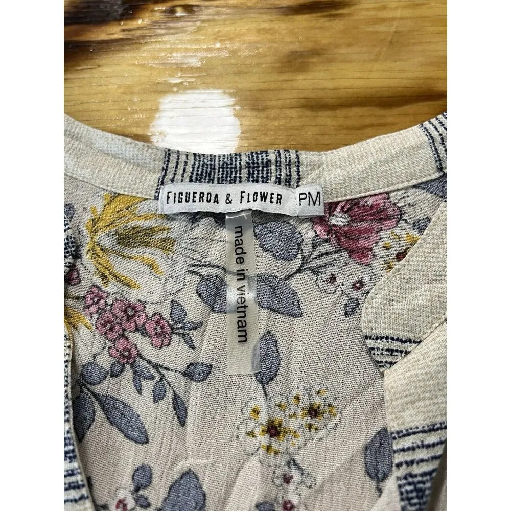 Figueroa And Flower Blouse Size P Medium Buttons Cottagecore Boho Peasant Modern - Image 5
