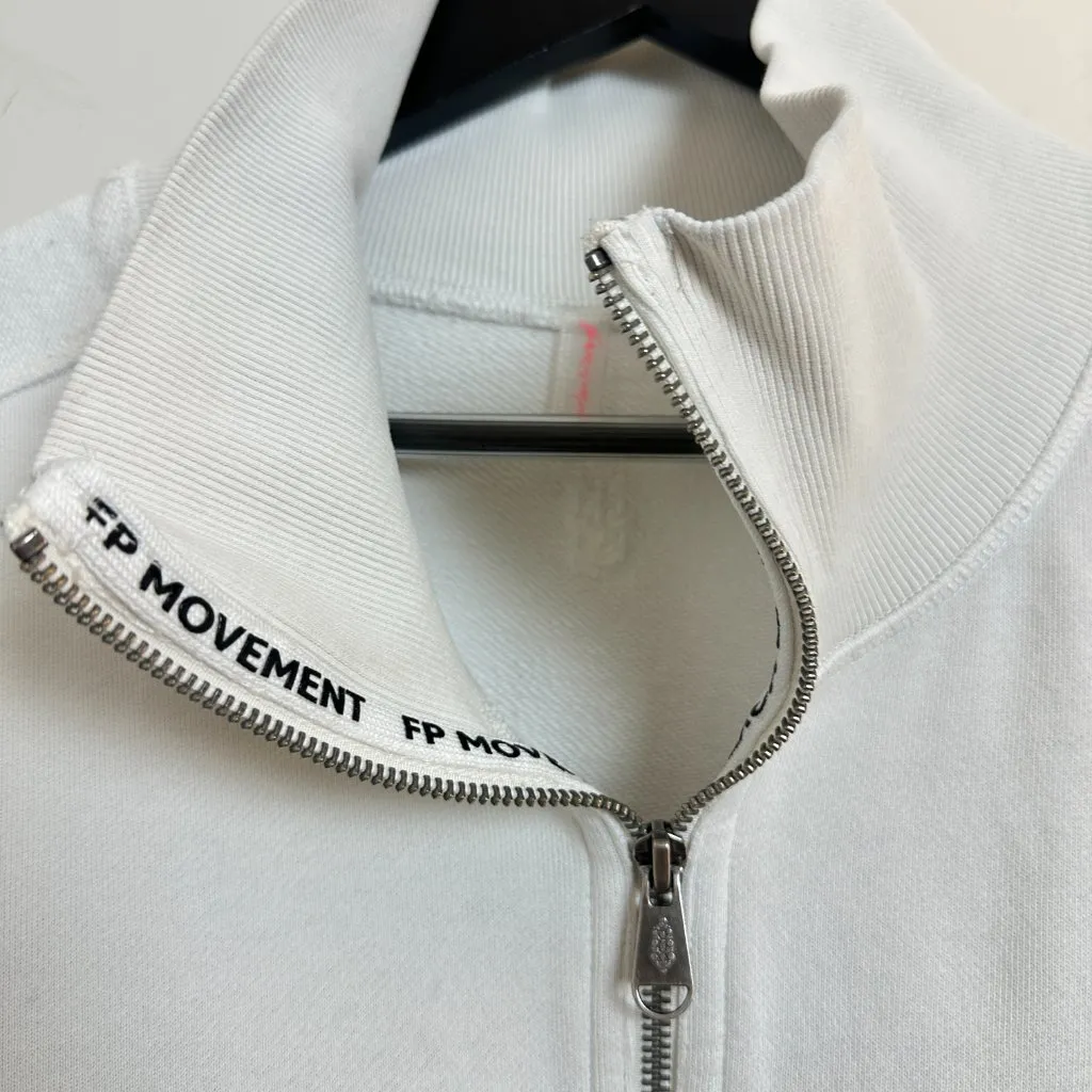 FREE PEOPLE Movement High Jump Zip Up Sweatshirt in Ivory Size Large White - Image 6