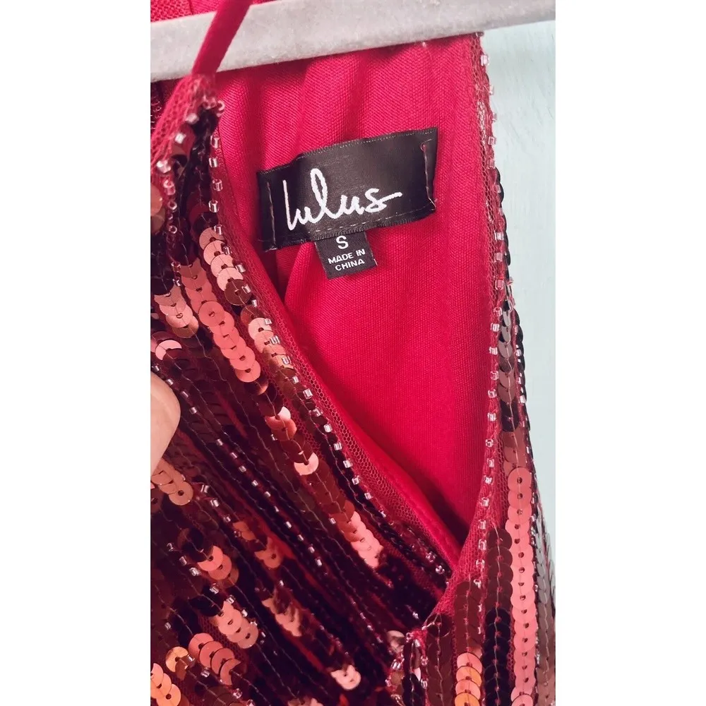 Ace Of Spades Wine Red Sequin Bodycon Dress By Lulu’s Size Small - Image 5