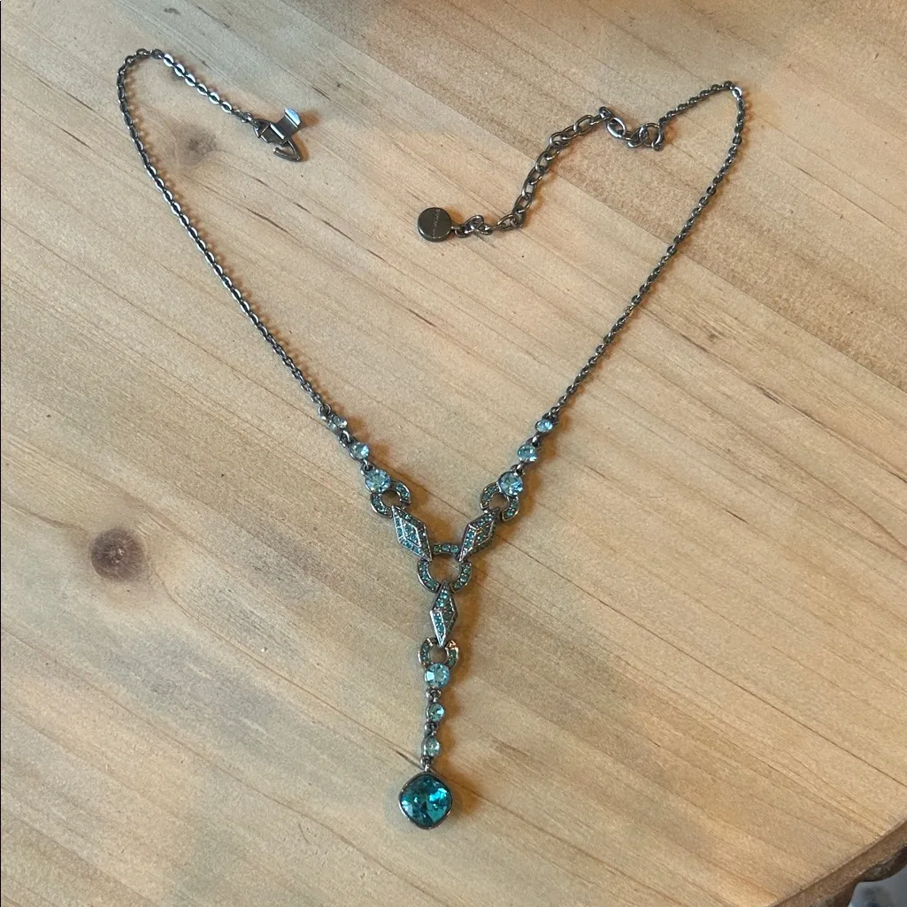 Givenchy Stamped Topaz Blue Crystal Rhinestone Lariat Necklace - Image 8