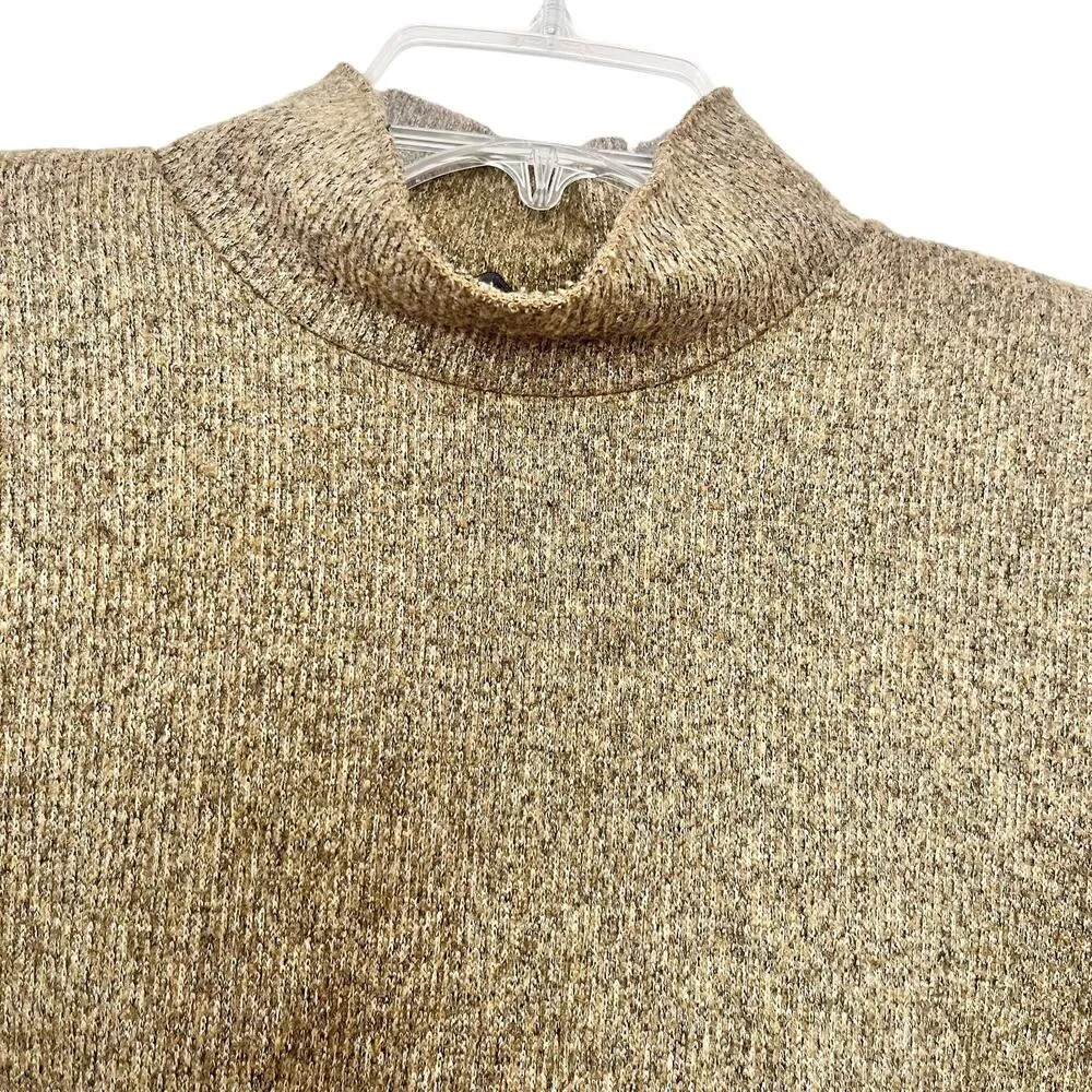 Zara mustard yellow mock neck shoulder padded sweater size Small - Image 3