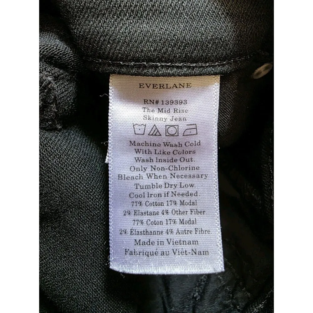 Everlane Mid Rise Skinny Ankle Jeans Women's 27 Black Denim Pant Zip Button Fly - Image 4