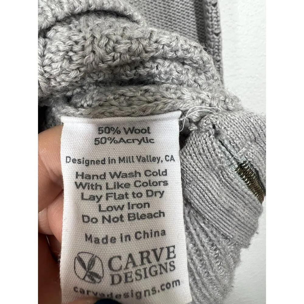 Carve Designs Large Gray Cable Knit Sweater Side Zippers Wool Blend - Image 4