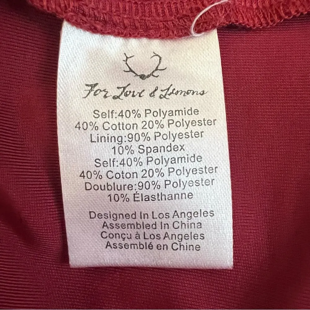 For Love & Lemons Women’s A Night to Remember Red Lace Long Sleeve Mini Dress XS - Image 9