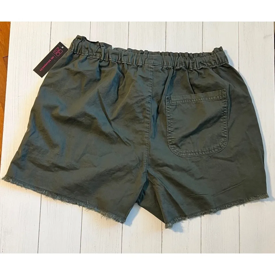 No Boundaries Shorts Juniors M Green Super High Rise Tie Front M Frayed Boho B3 - Image 8