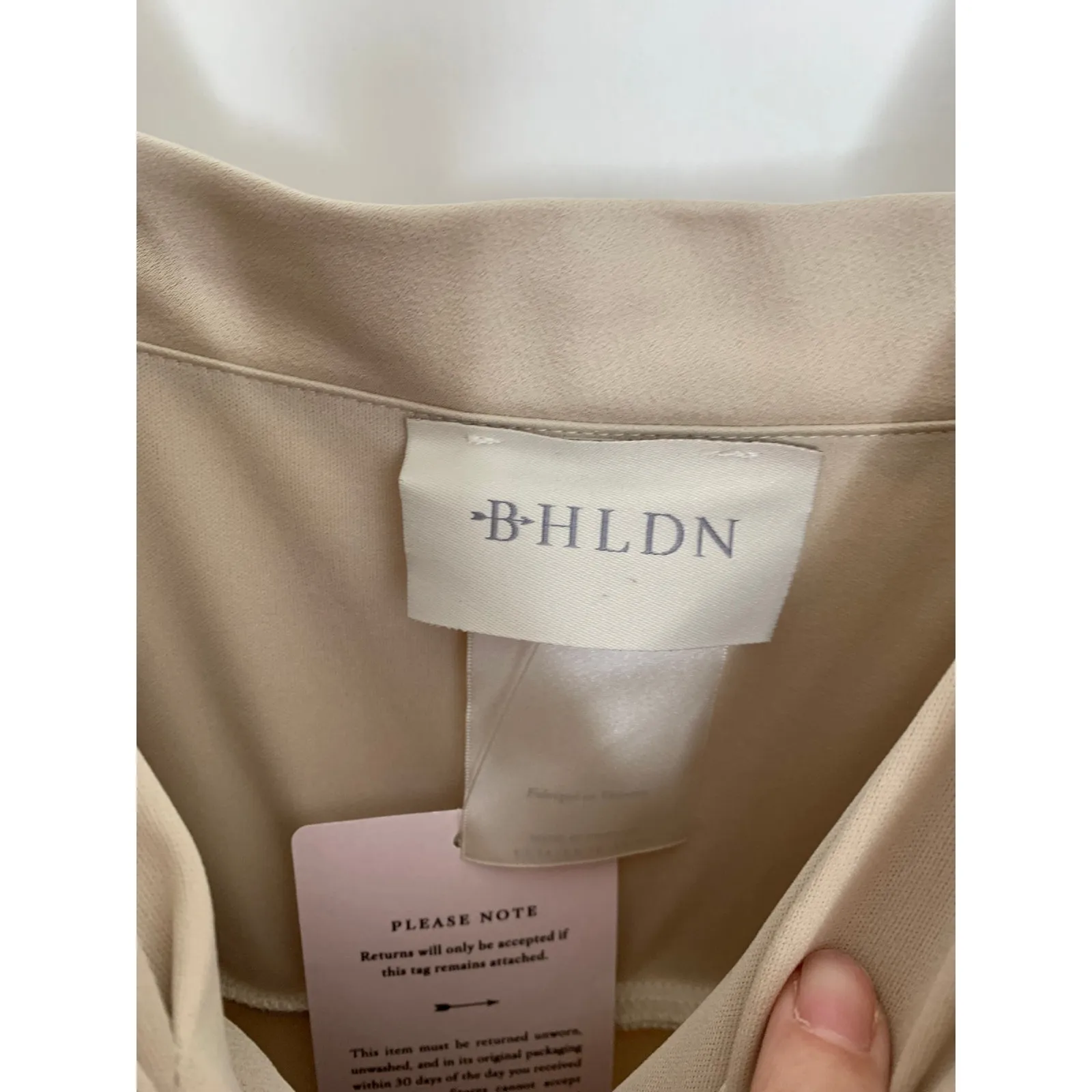 BHLDN Freya Satin Charmeuse Dress in Oyster Neutral Nude Womens US14 New - Image 10