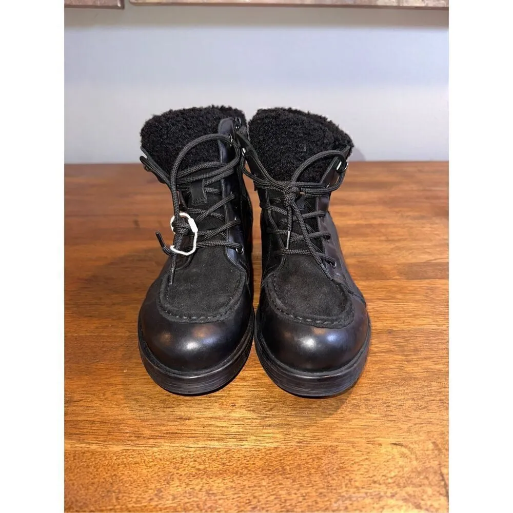 NWOT Women's GEOX Rawelle ABX Faux Shearling Waterproof Black Boots - Image 2