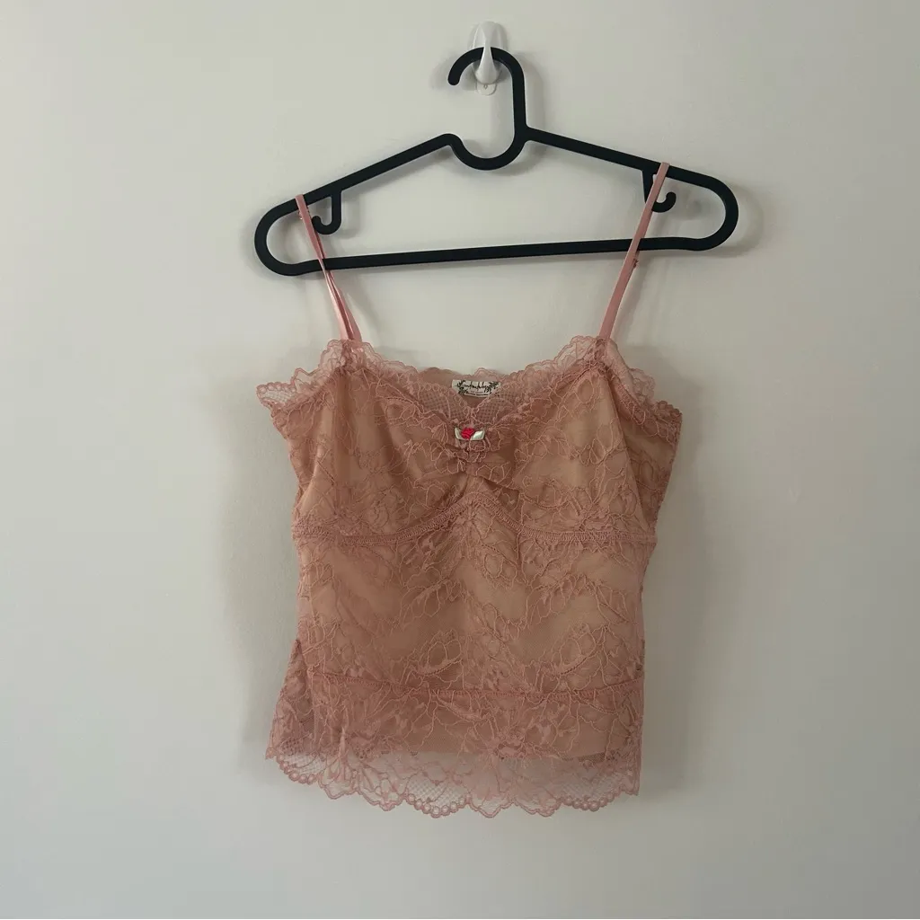 Free People Lacey Essential Pink Lace Cami Tank Top NWT Size S - Image 2