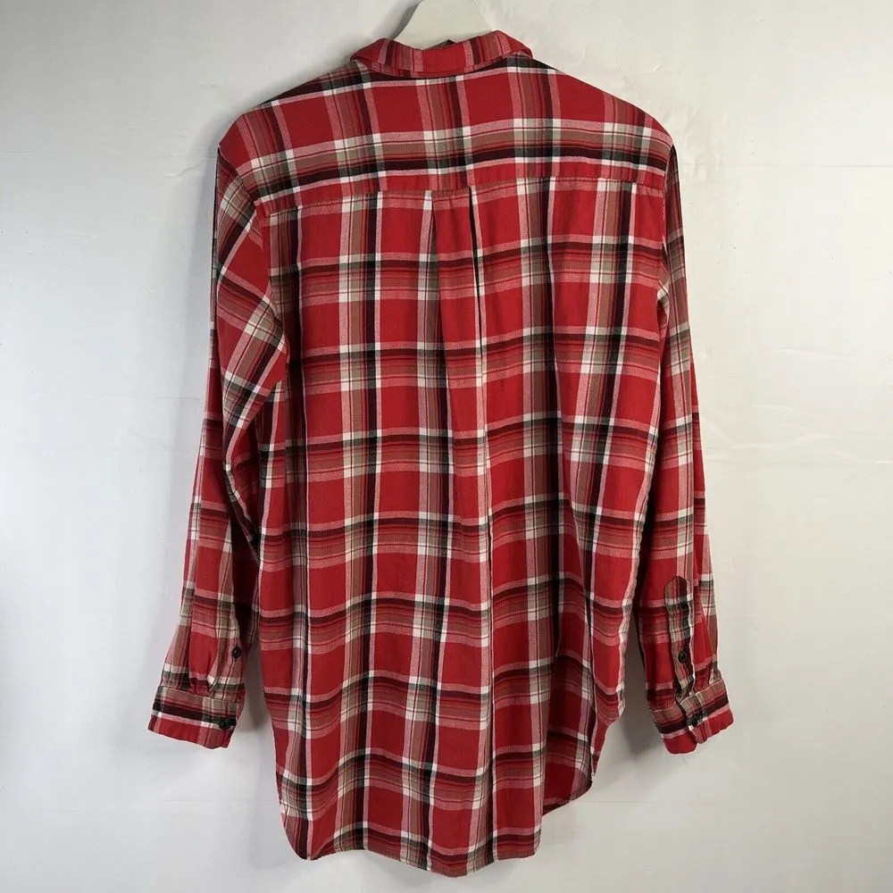 Denim & Supply Sz M Ralph Lauren Button Front Red Plaid Shirt Oversized Cotton - Image 8