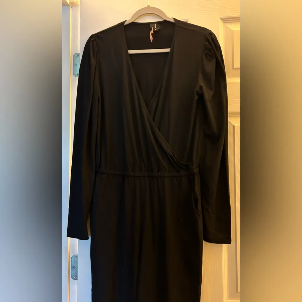 BOBI Revolve Women’s Black‎ Drape Front Size Med Modal Surplice Jumpsuit - Image 10