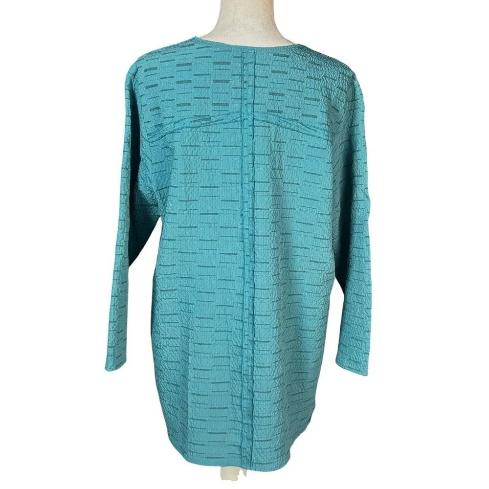 Habitat Clothes To Live In Tunic Size Large Blue Geometric Textured Lagenlook - Image 3