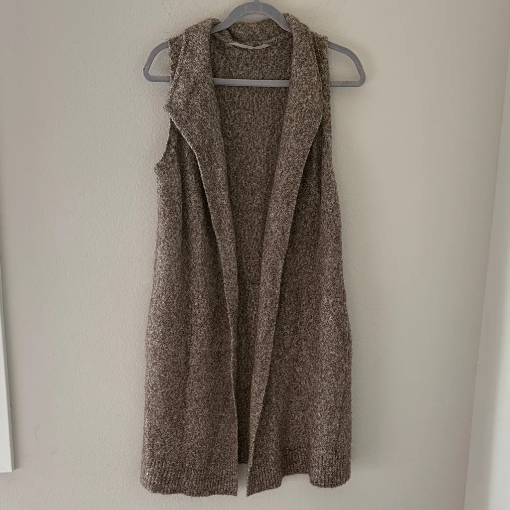 Athleta Open Front Brown Cardigan Vest Merino Wool Blend Size XS - Image 2