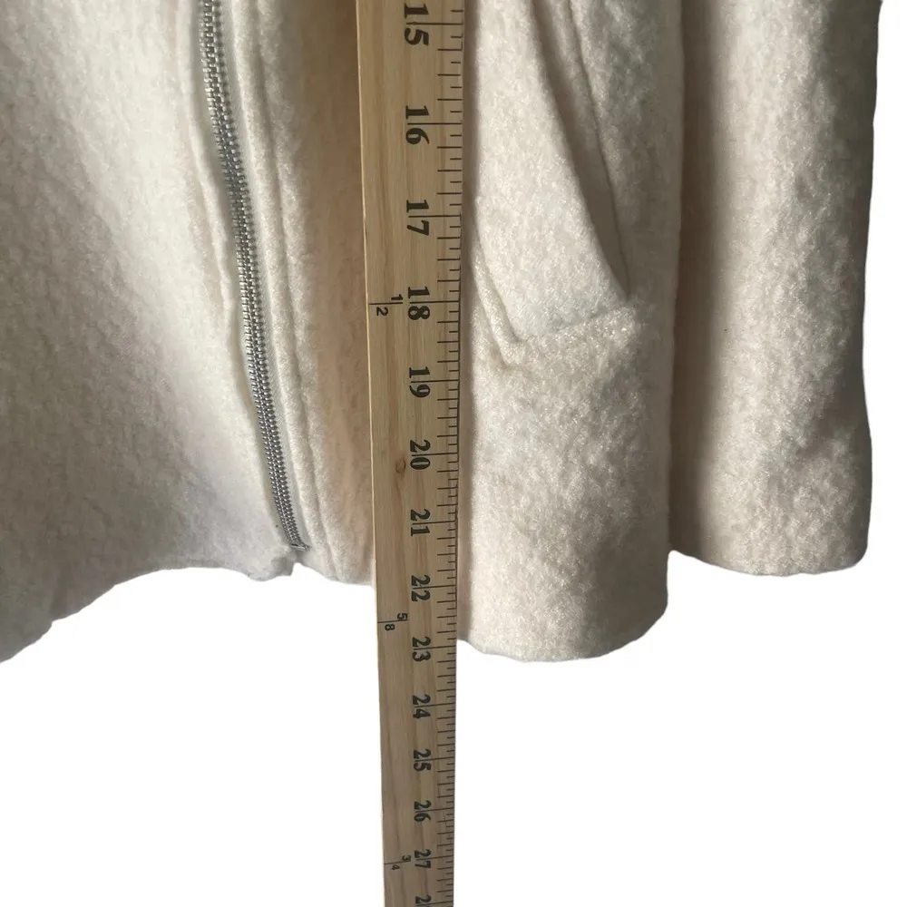 Zara Trafaluc Size Small Cream Tweed‎ Wool Blend Diagonal Zip Jacket - Image 9