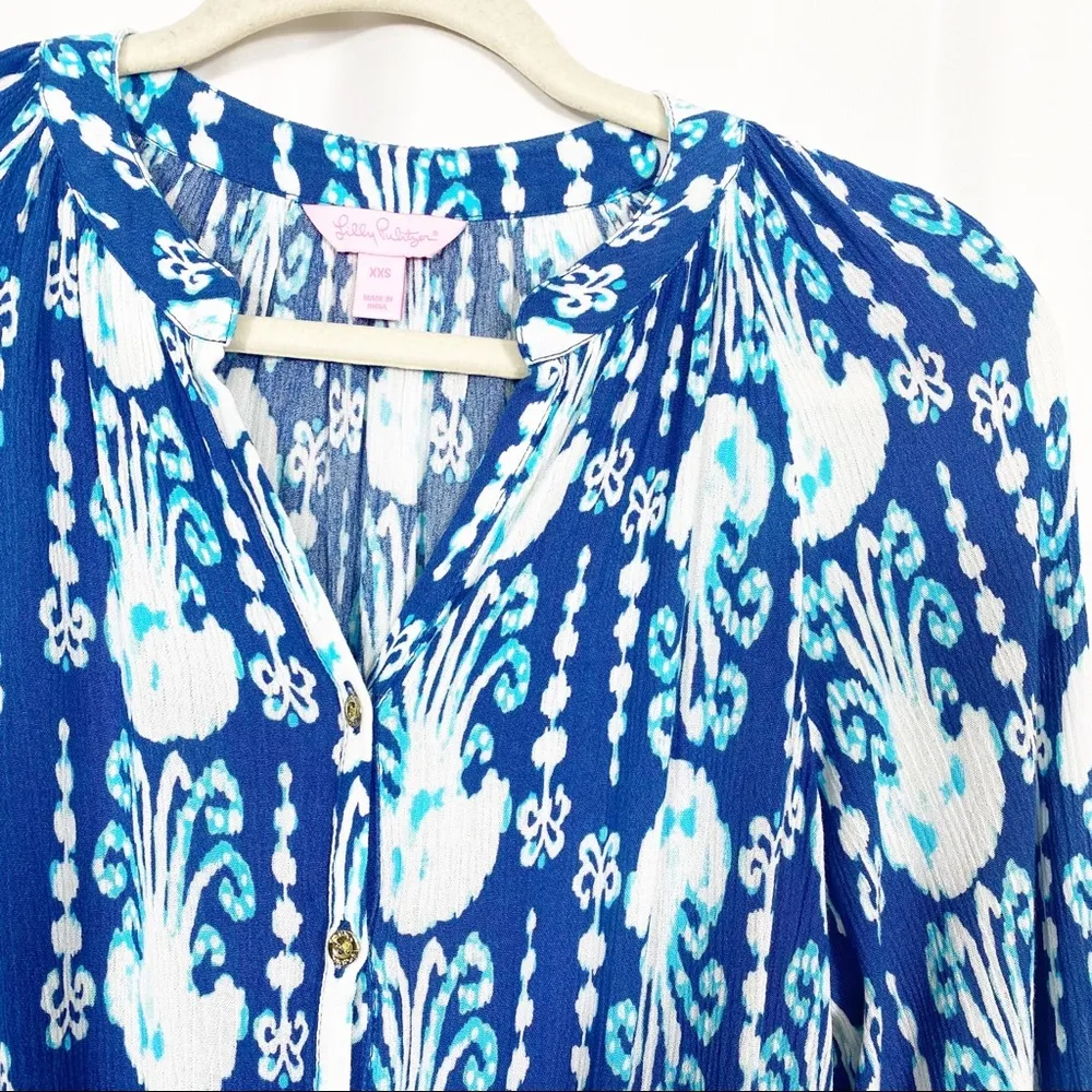 Lilly Pulitzer Elsa Romper: Indigo/Get In Line Jellyfish Blue White - Image 8