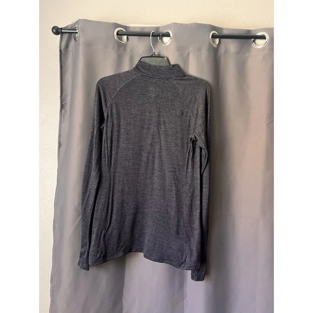The North Face Women's 100% Wool Quarter Zip Pullover Top Gray Small Base Layer - Image 4