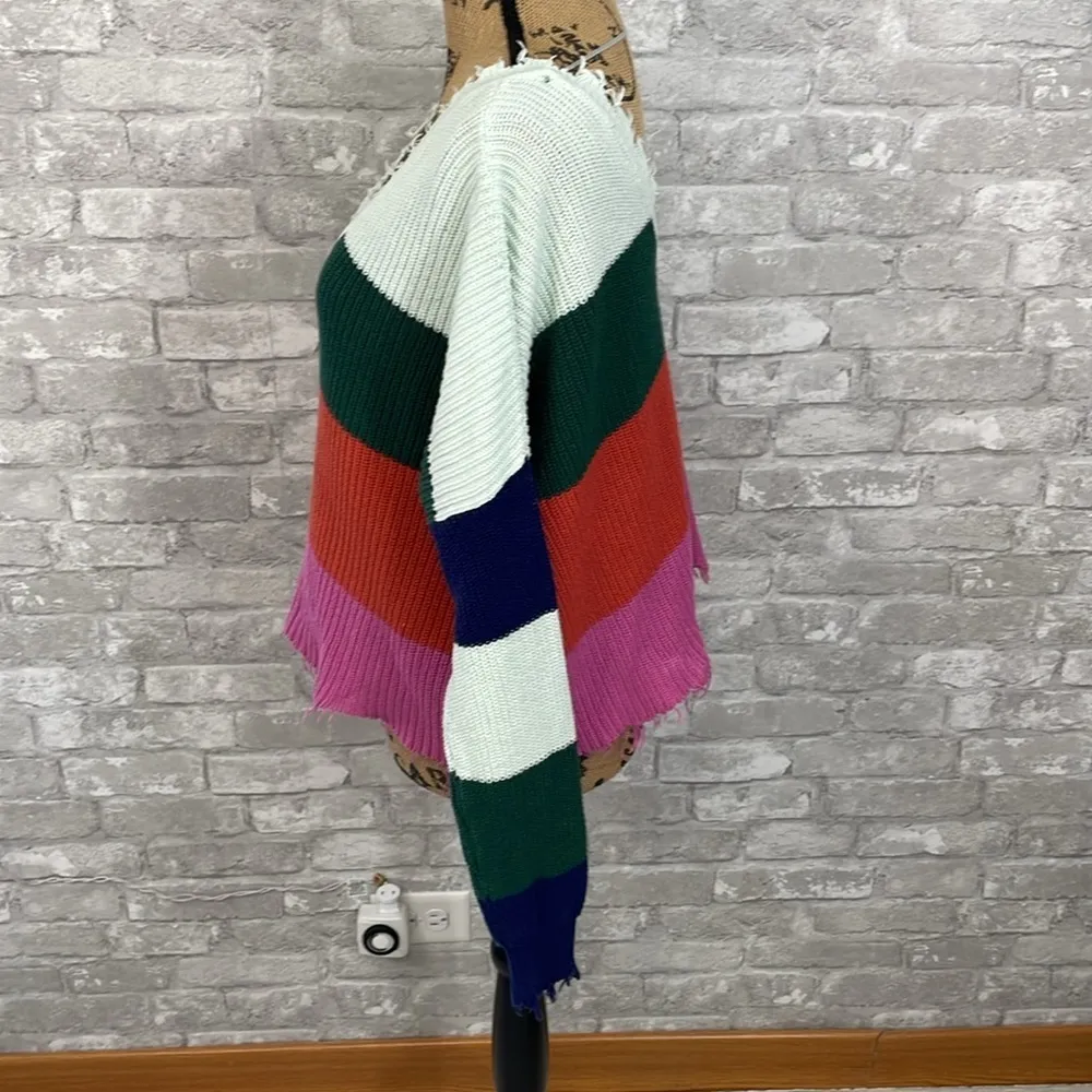 VICI  Multicolored Vneck Stripe Sweater - Image 3