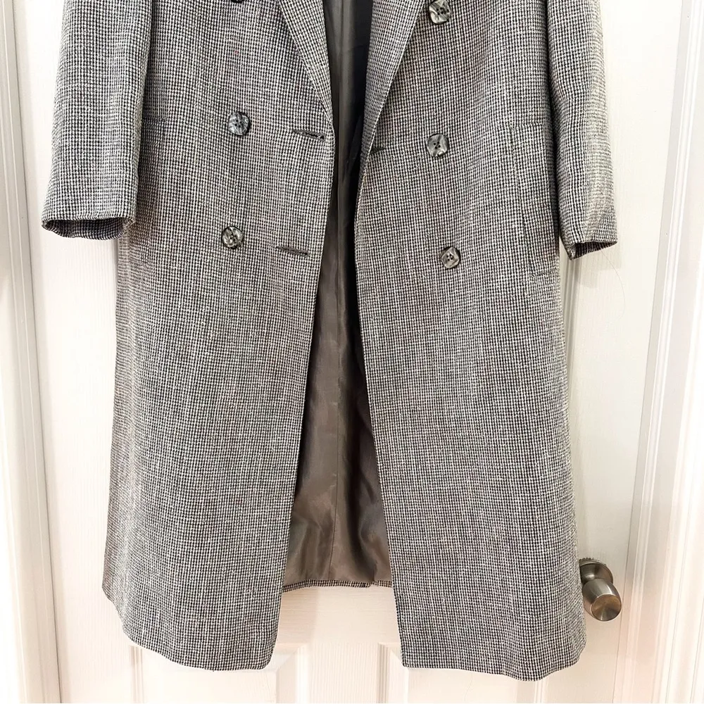 Bert Newman Petites Vintage Double Breasted Tweed Overcoat Trench Coat Gray sz 8 - Image 3