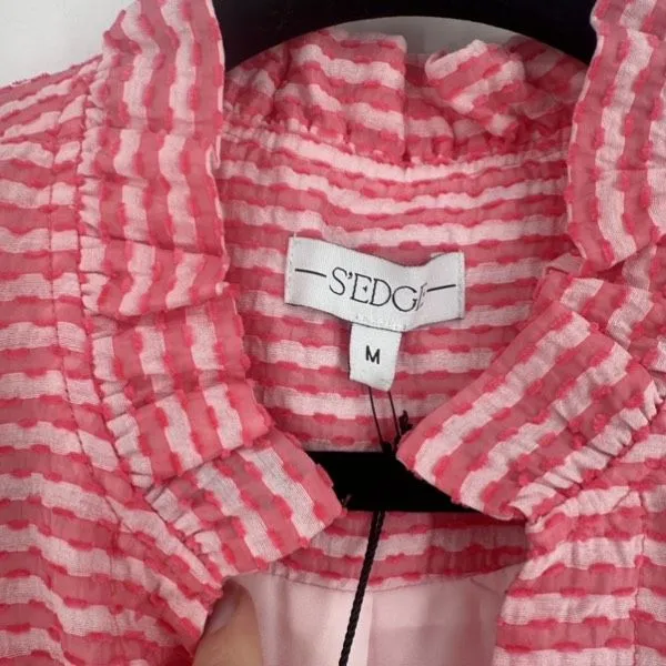 NWT Sedge Red &‎ White Ruffle Short Suit Set Size Medium Candy Stripe Blouse - Image 8