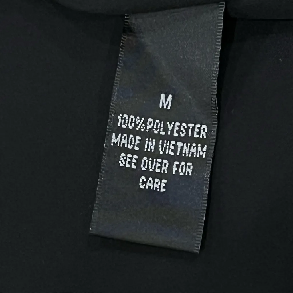 AB Studio Black Chiffon Pullover Poncho Blouse with Black Sequins Trim Medium - Image 10