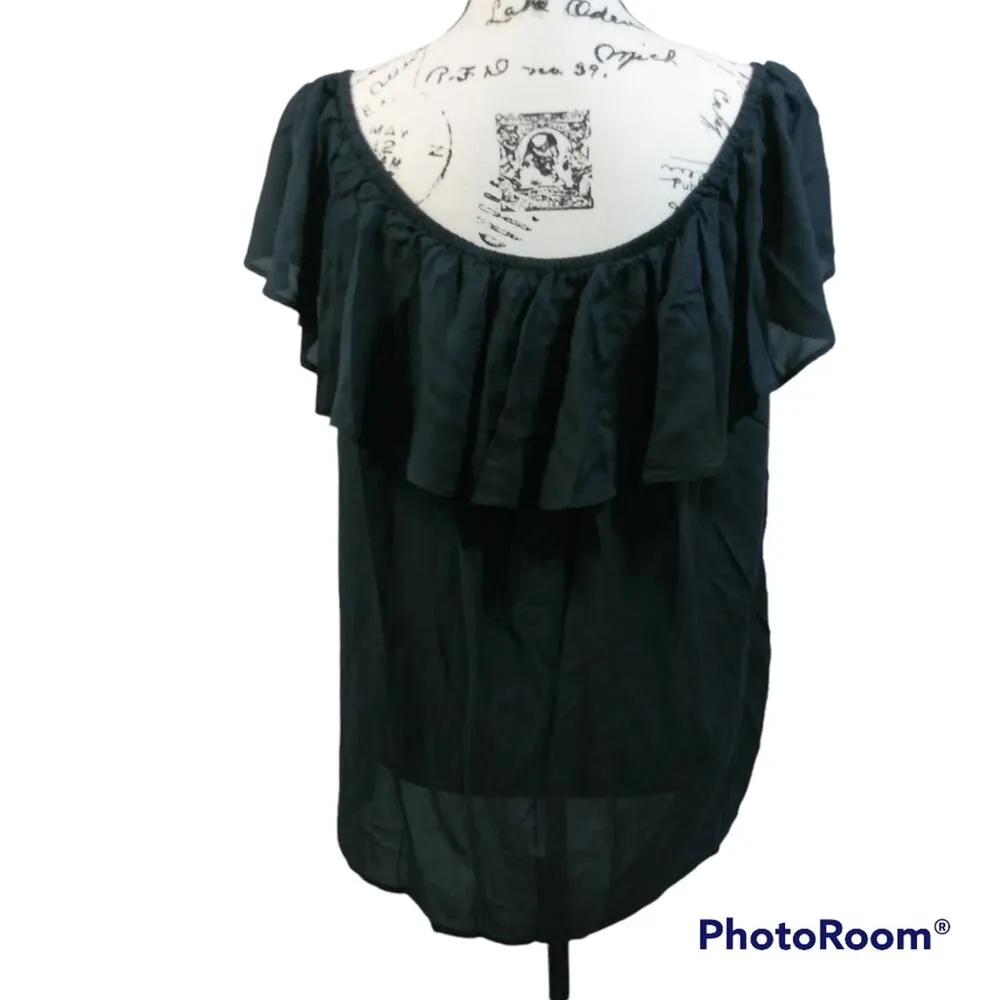Hudson Harper Black Ruffled Off Shoulder Flowy Blouse 1X - Image 2